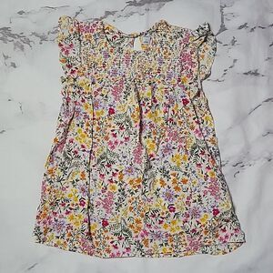 Old Navy Pink/Yellow Floral Flutter Sleeve Top